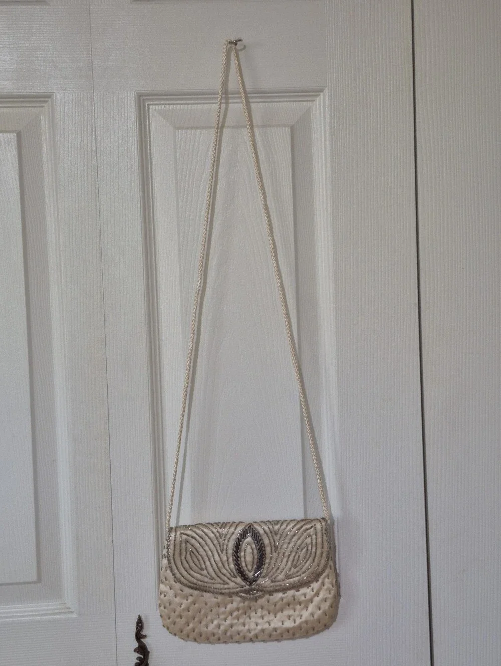 Vintage beaded satin evening bag